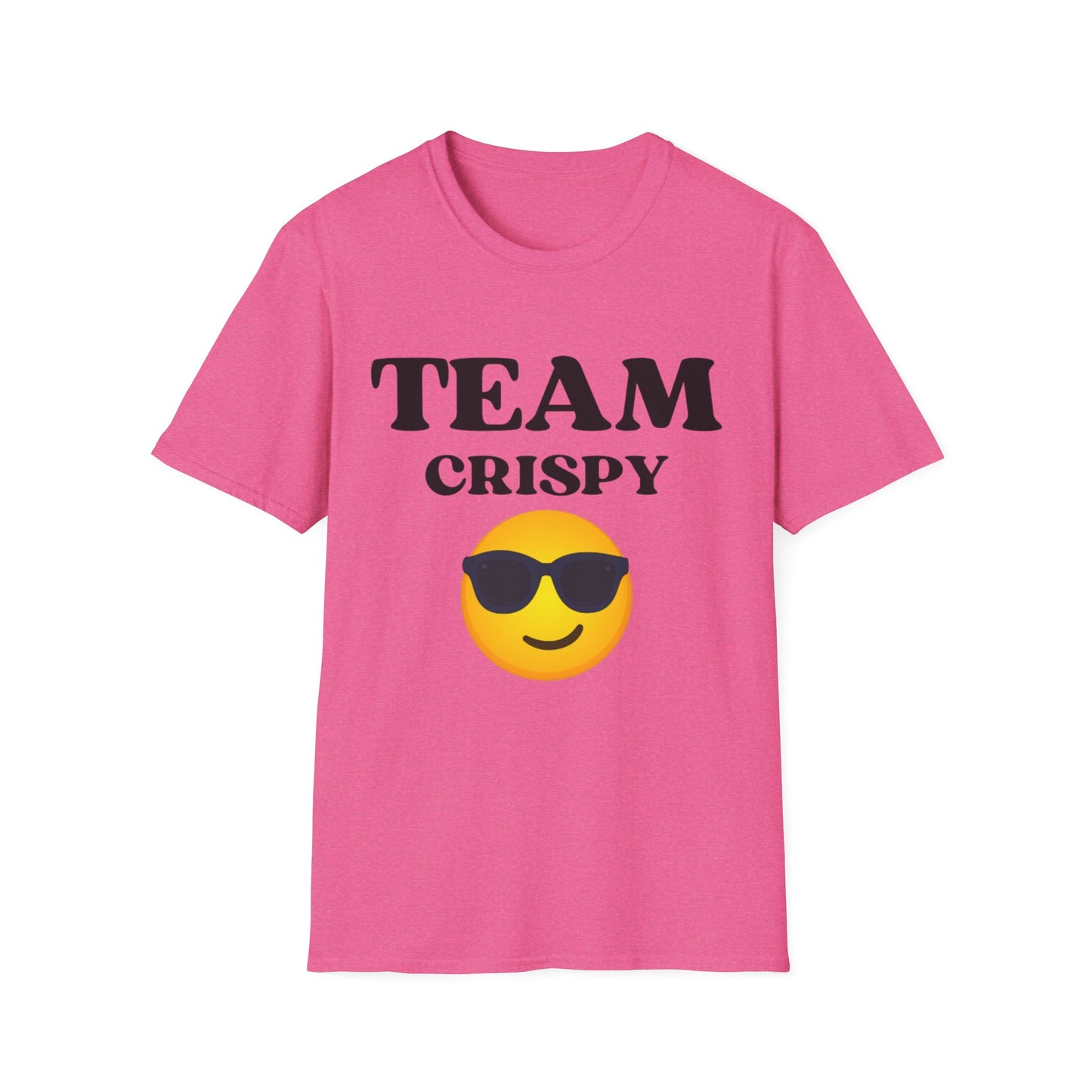 Retro Team Crispy T-Shirt, Fun Unisex Tee for Friends, Casual Summer Shirt, Gift for Team Spirit, Emoji Graphics