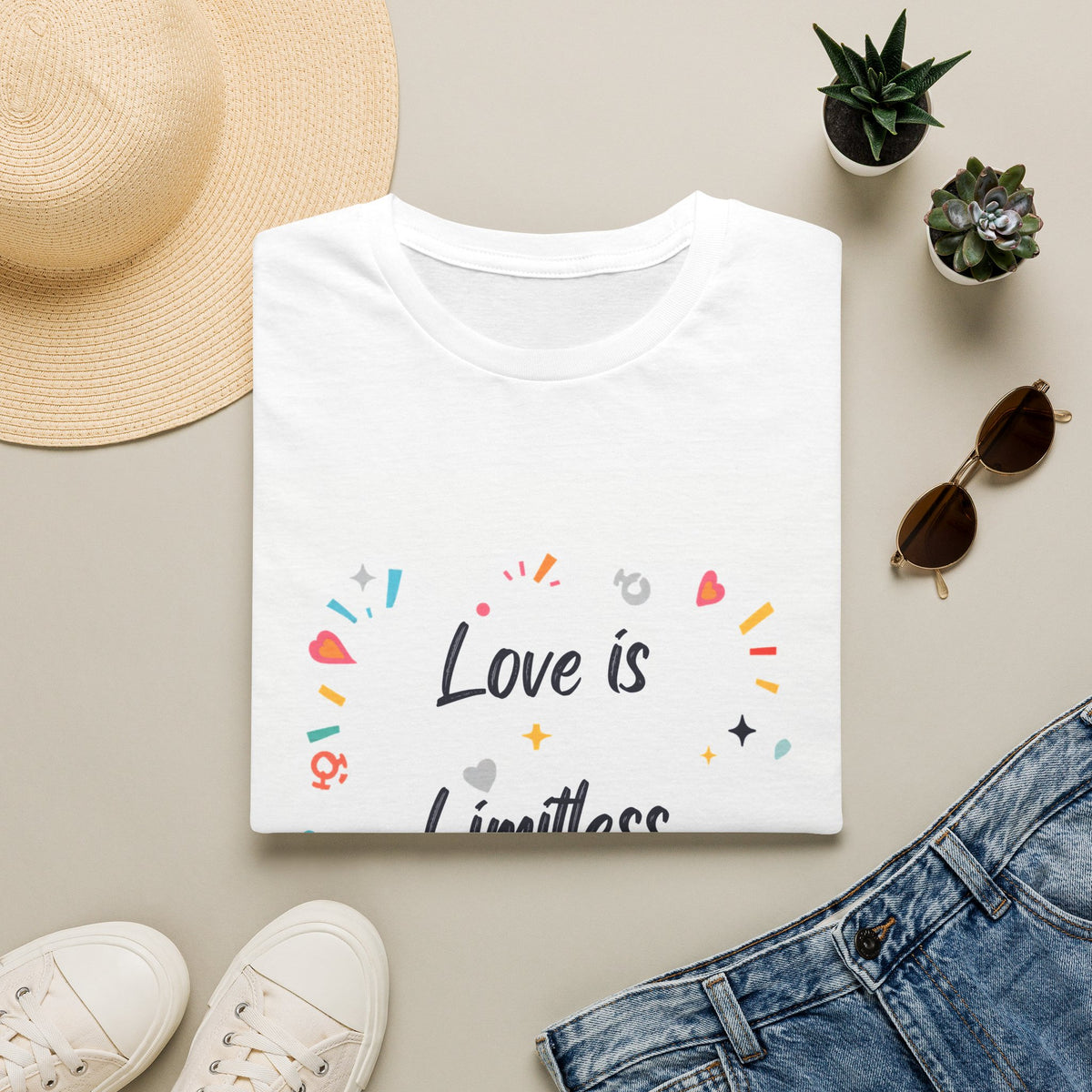 Love Is Limitless T-Shirt | Inspirational Pride Rainbow Heart Design