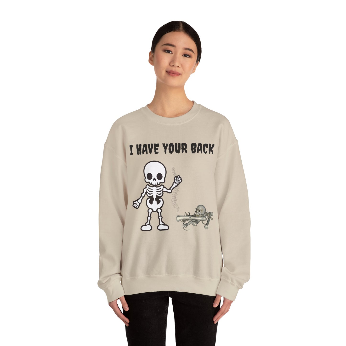 Skeleton Crewneck Sweatshirt - I Have Your Back, Funny Gift for Halloween, Cozy Casual Wear, Unisex Sweatshirt, Perfect for All Seasons