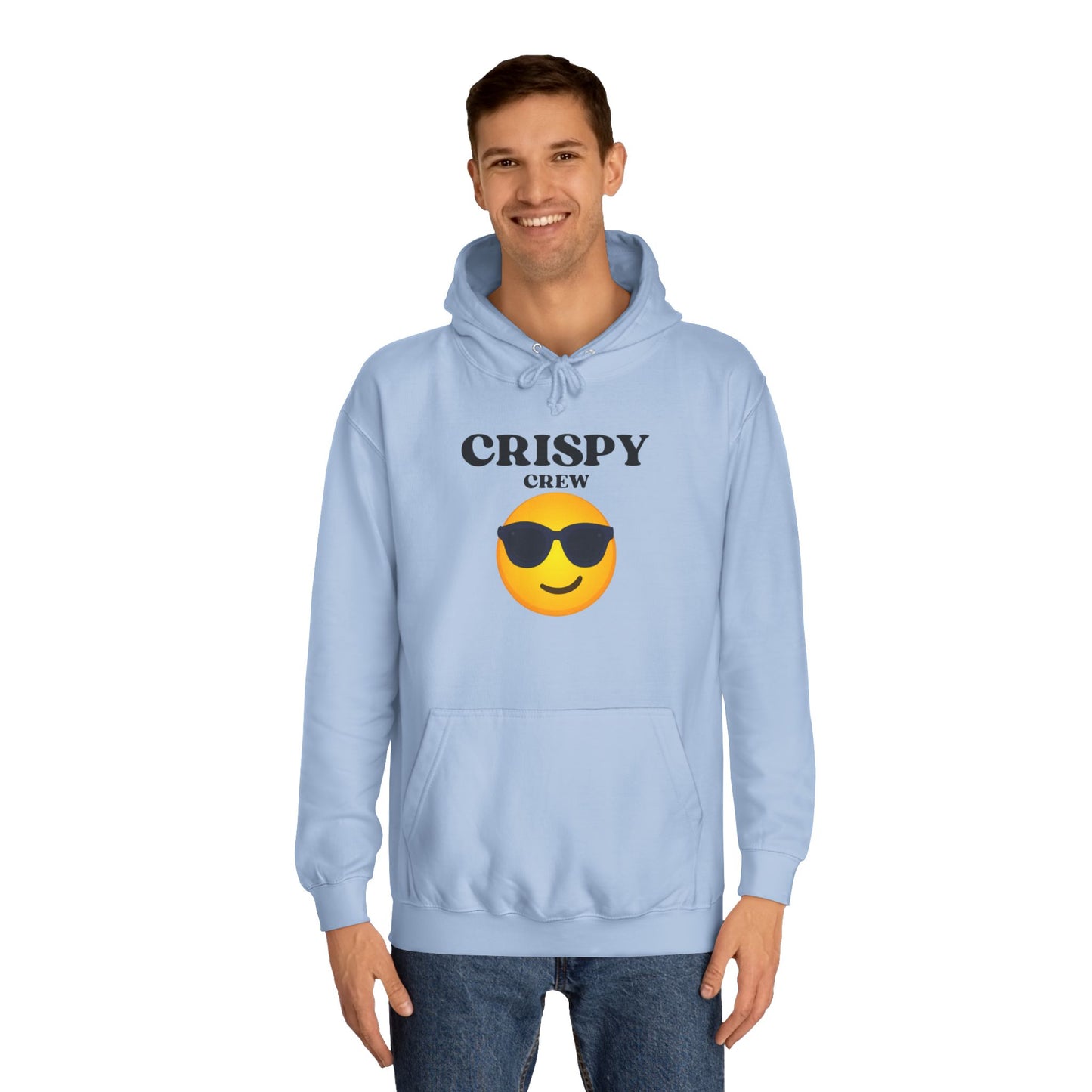 Crispy Crew Unisex College Hoodie, Funny Sweatshirt, Gift for Students, Casual Apparel, College Life Hoodie, Emojis, Comfortable Wear