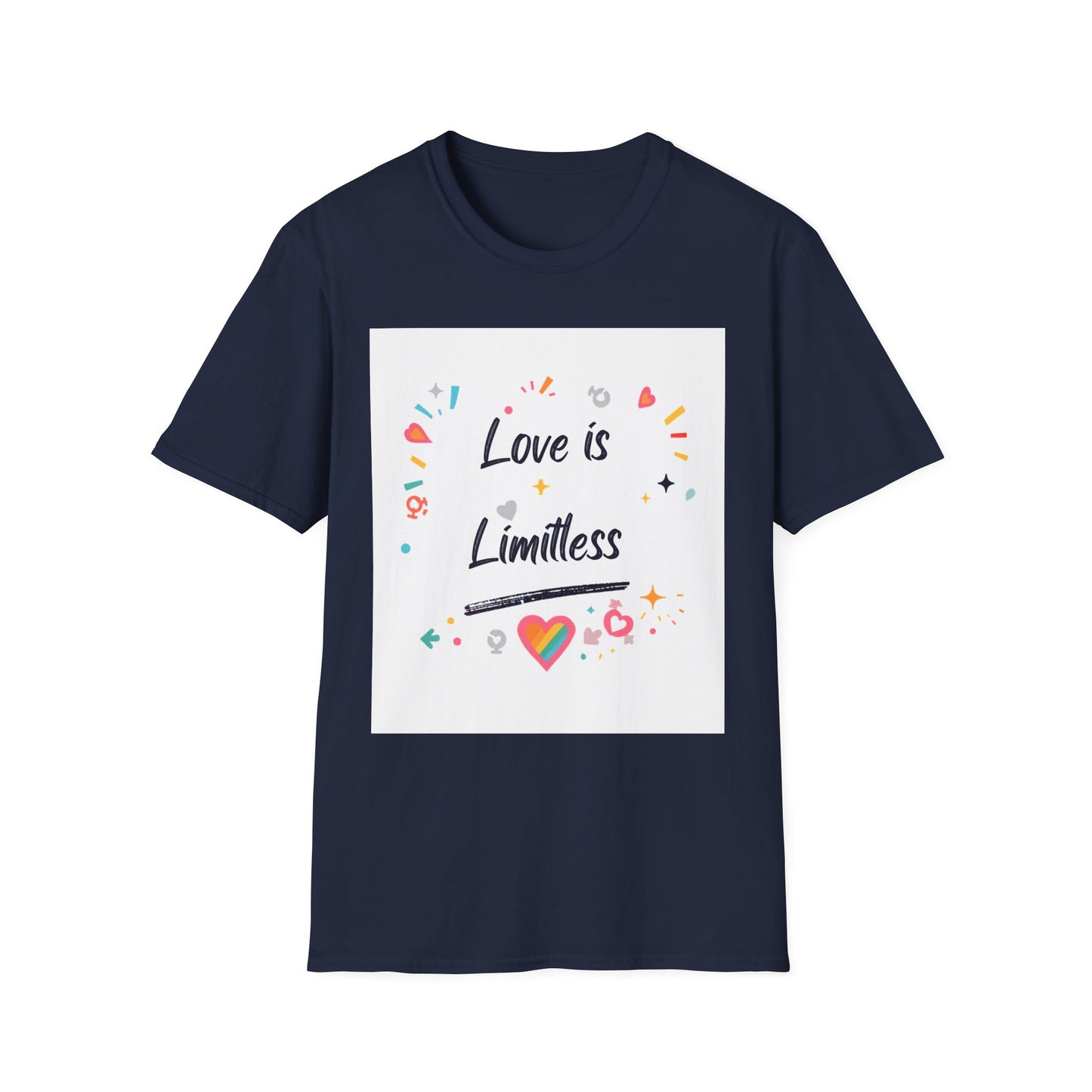 Love Is Limitless T-Shirt | Inspirational Pride Rainbow Heart Design