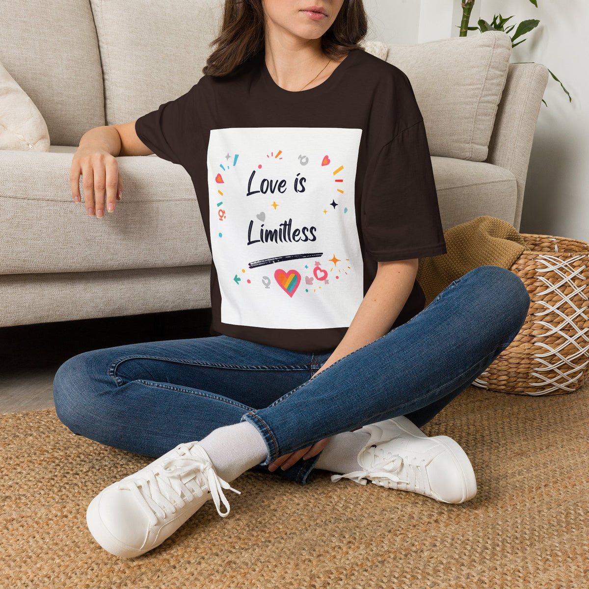 Love Is Limitless T-Shirt | Inspirational Pride Rainbow Heart Design