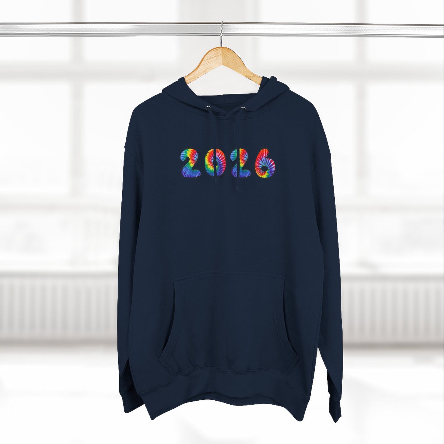 2026 Colorful Tie Dye Numbers Hoodie | New Year Retro Rainbow Design