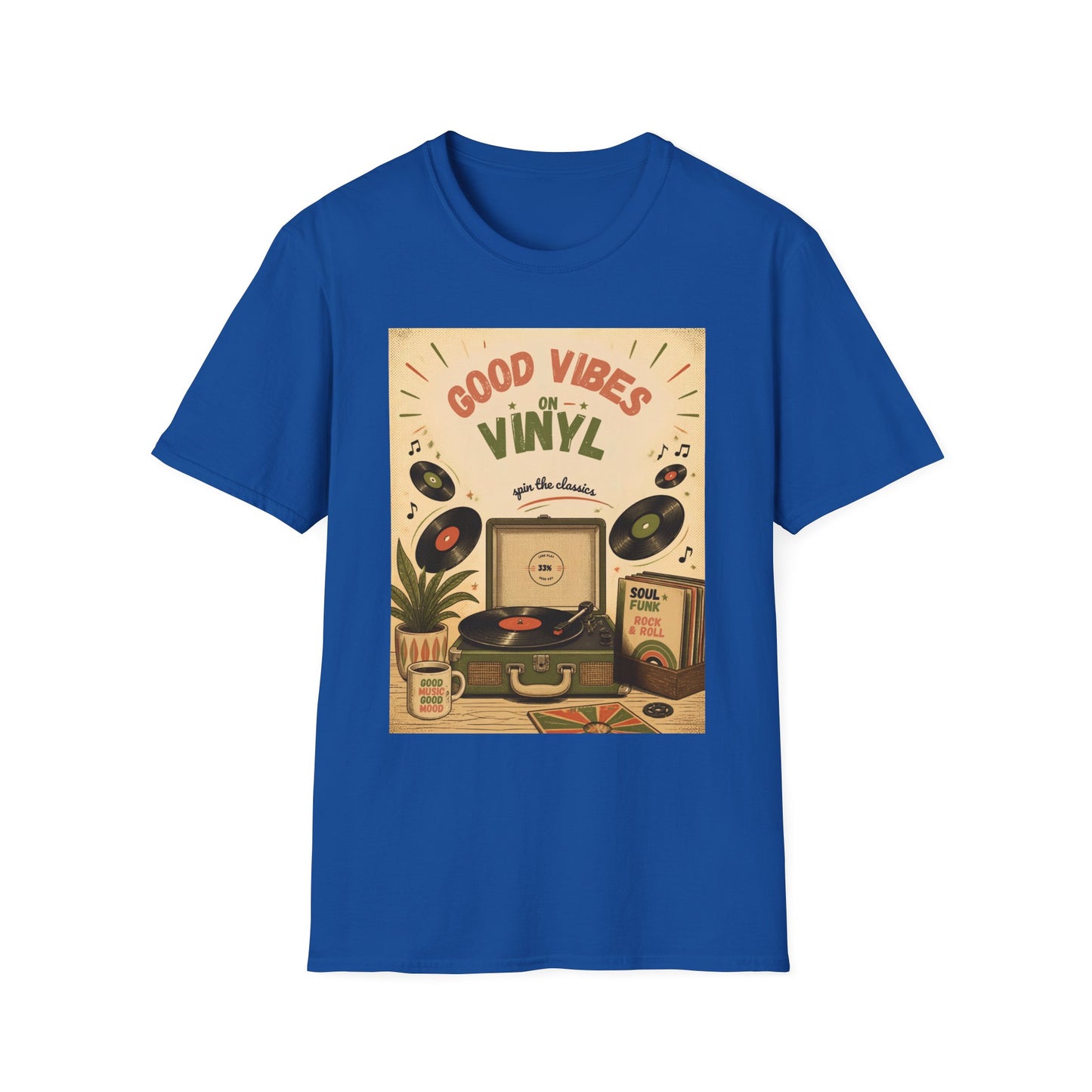 Good Vibes on Vinyl T-Shirt | Retro Record Player Design