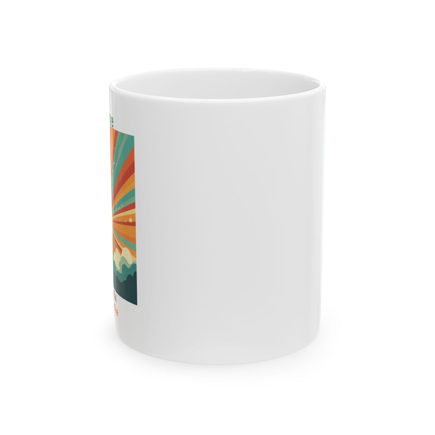 Sunrise Ceramic Mug, Retro Sunrise Coffee Cup, Motivational Drinkware, Boho Kitchen Decor, Gift for Nature Lovers