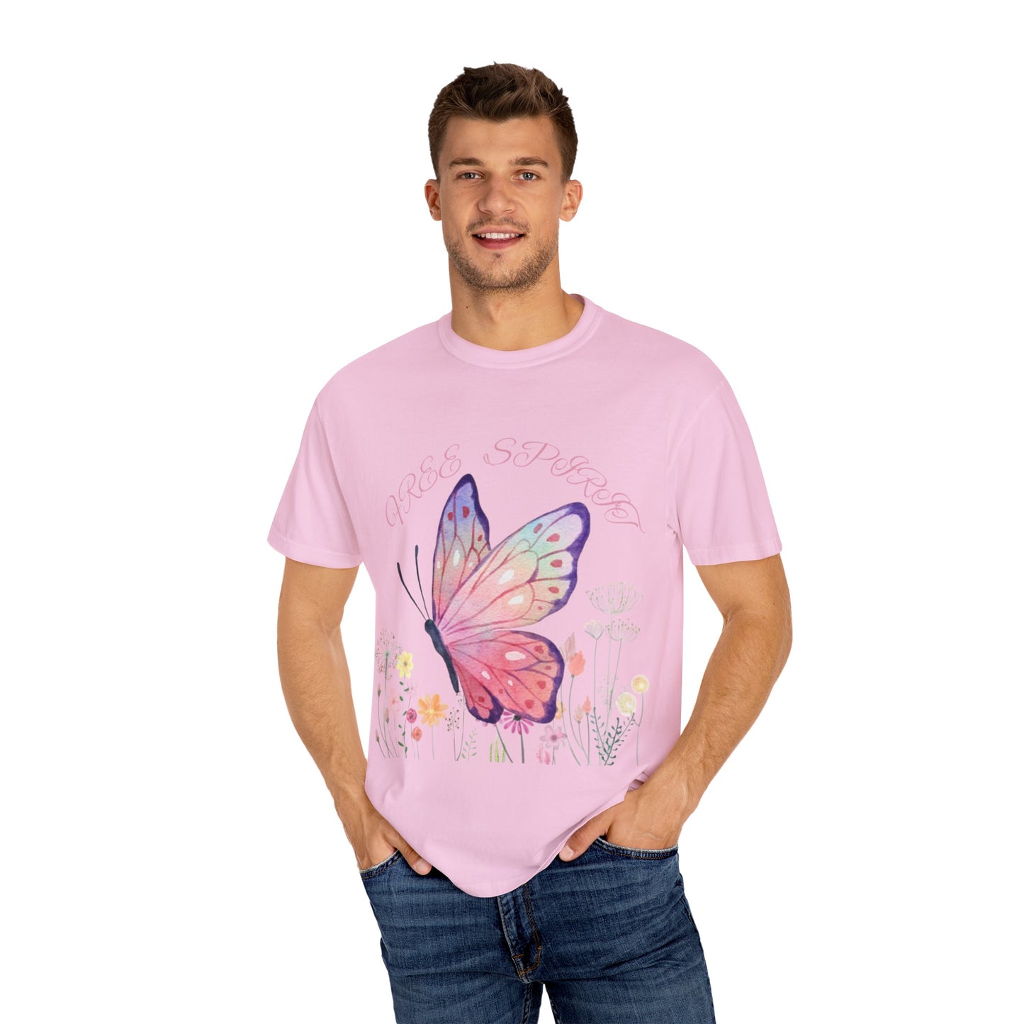 Butterfly Meadow T-Shirt, Colorful Graphic Tee for Nature Lovers, Spring Fashion, Gift for Her, Eco-Friendly Apparel