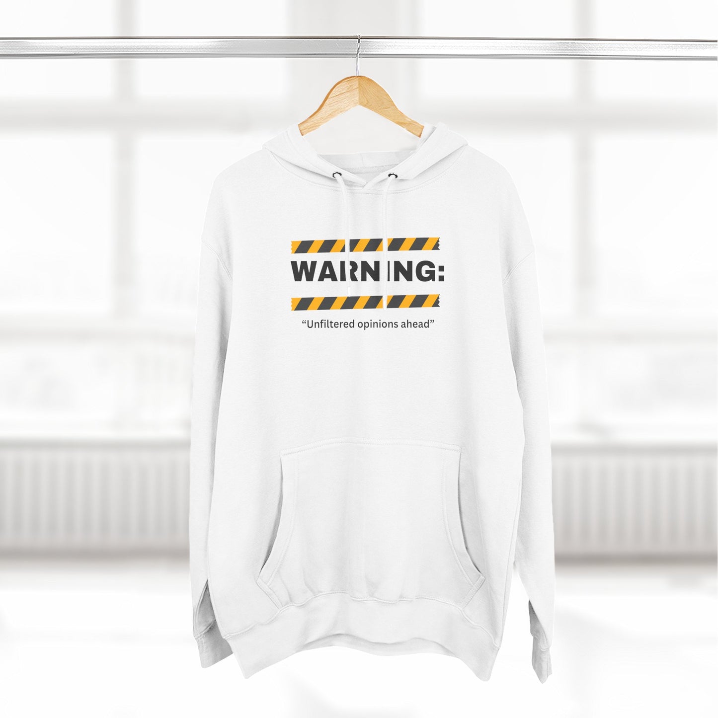 Warning: Unfiltered Opinions Ahead Hoodie | Humor, Caution Tape Design