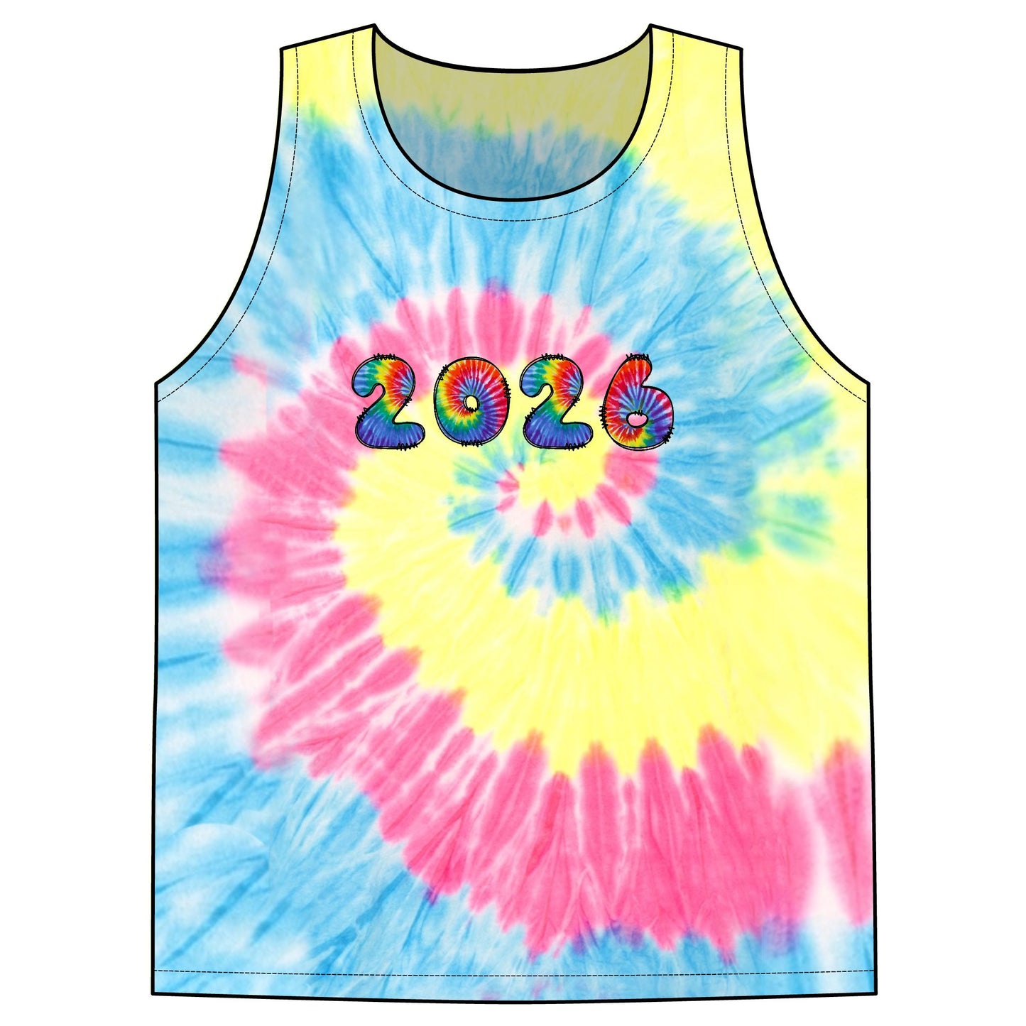 2026 Rainbow Tie-Dye Tank Top | Spiral Swirl Festival Beachwear