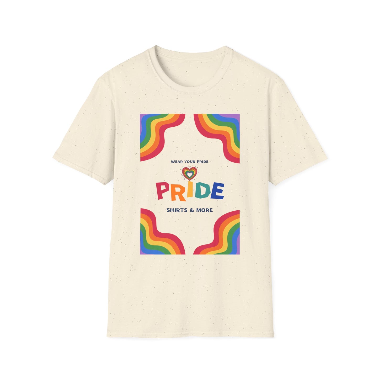 Rainbow Pride heart graphic T-Shirt | Wear Your Pride slogan