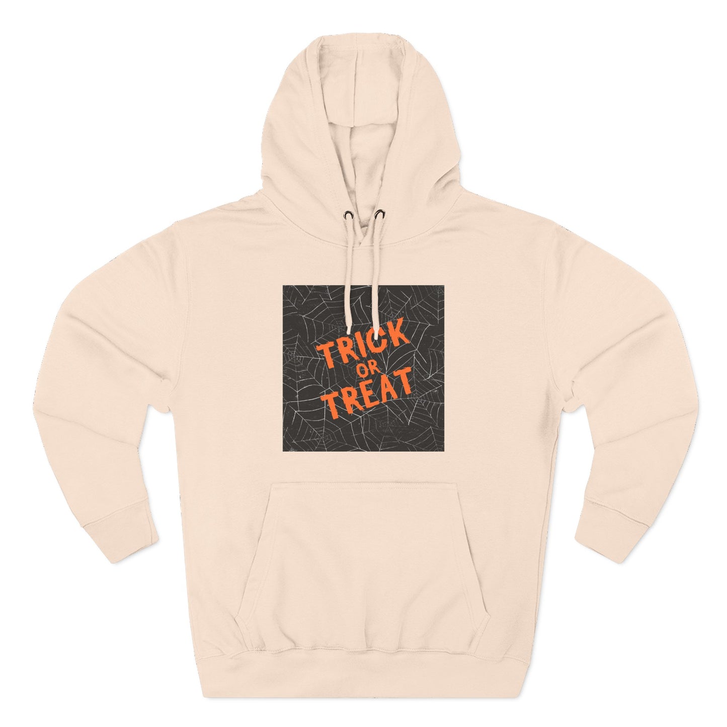 Halloween Trick or Treat Fleece Hoodie, Cozy Fall Apparel, Perfect for Costume Parties, Autumn Chill, Ghostly Gatherings, Comfortable Gift