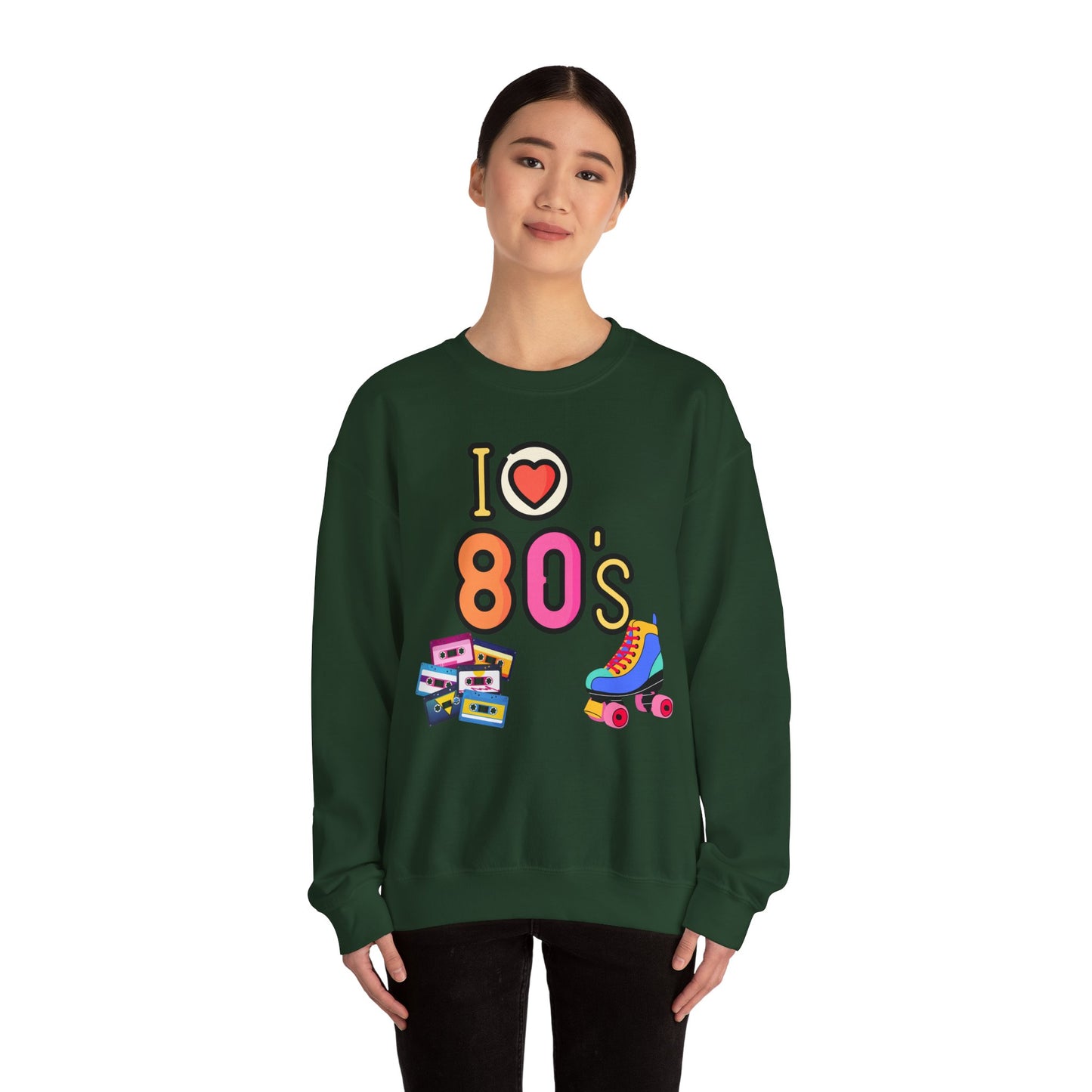 I Heart 80's Roller Skate Sweatshirt | Retro Tape Cassette 80s