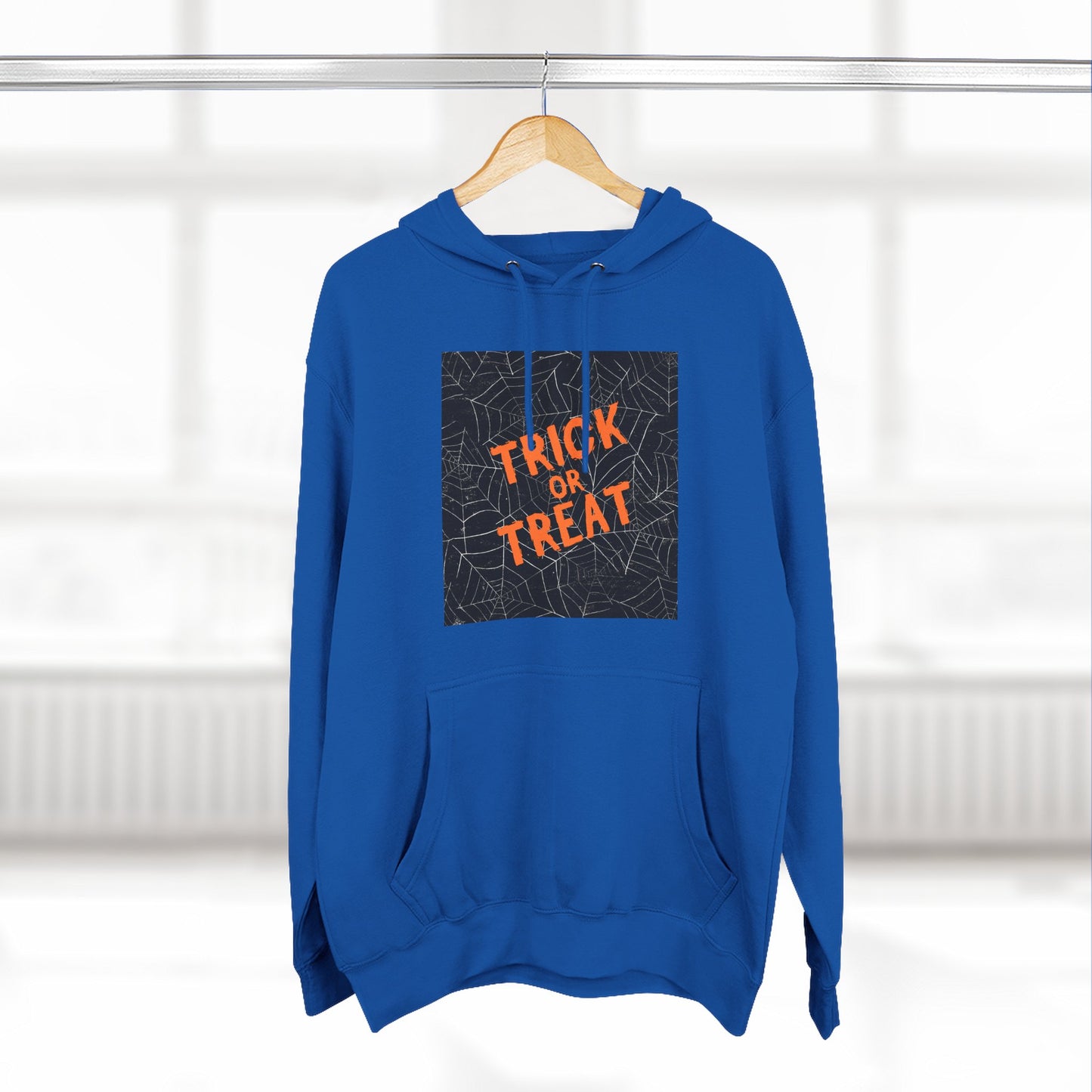 Halloween Trick or Treat Fleece Hoodie, Cozy Fall Apparel, Perfect for Costume Parties, Autumn Chill, Ghostly Gatherings, Comfortable Gift