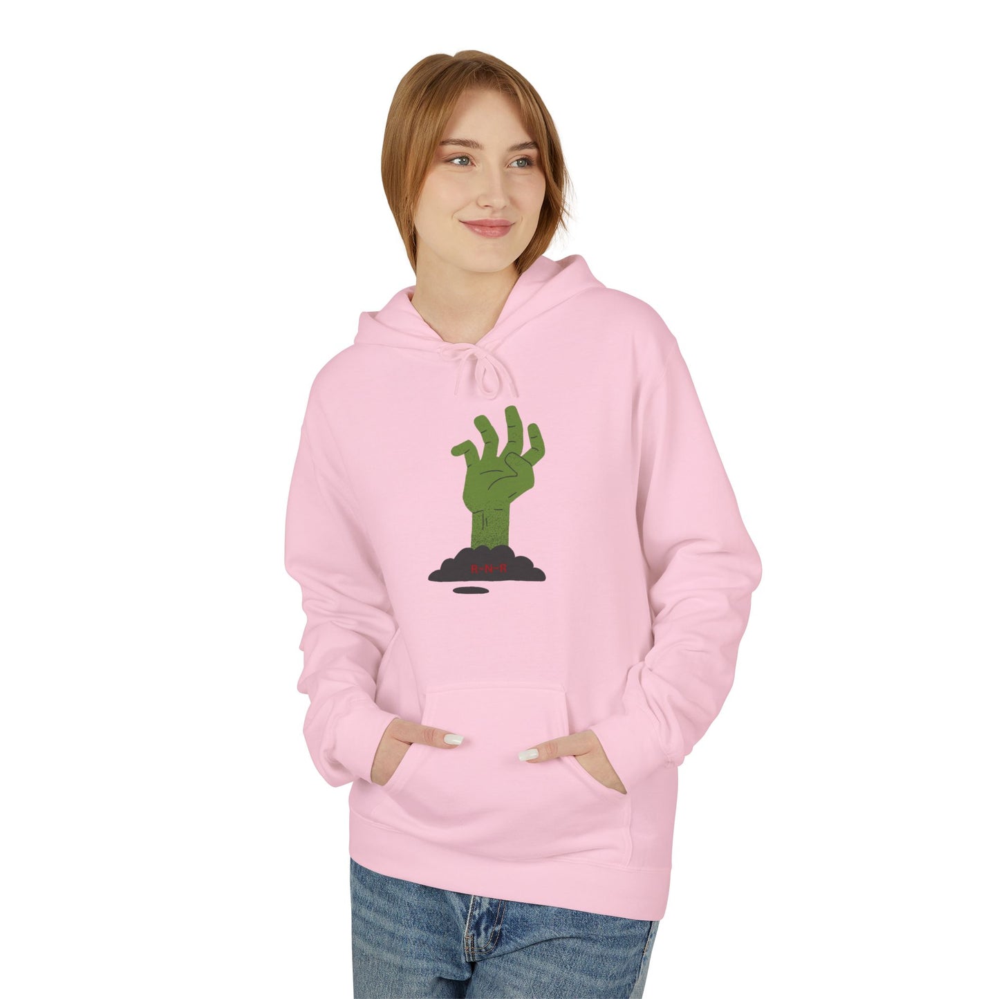 Zombie Hand Graphic Hoodie, Unisex Fleece Sweatshirt, Halloween Apparel, Cozy Hoodie, Unique Gift for Nerds