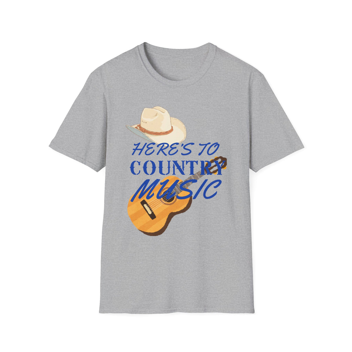 Heres to Country Music TShirt  Cowboy Hat & Guitar Design