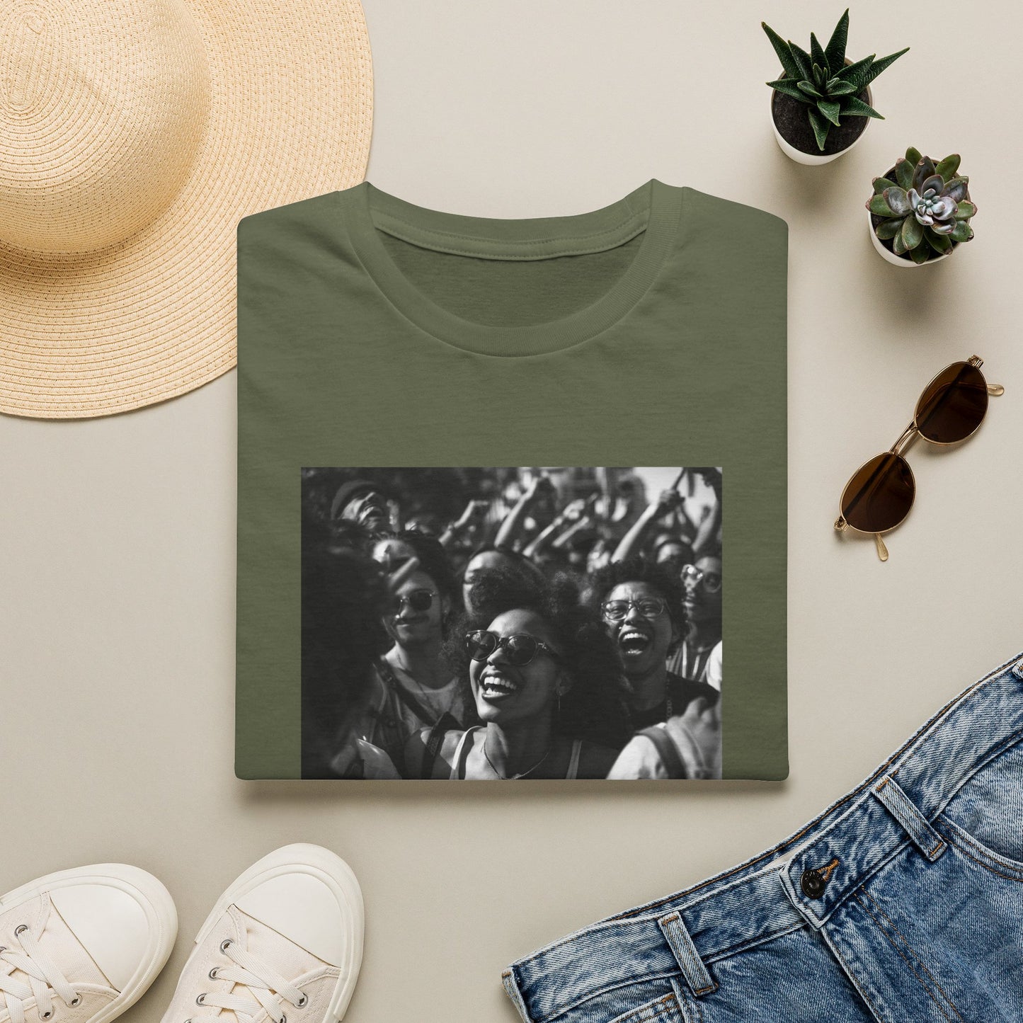 Celebrate Love T-Shirt | Black and White Crowd Photo, Yellow Text