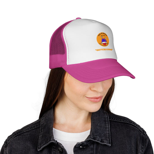 Roll R Rean's Ranch logo Trucker Cap | Red Mesh Trucker Hat