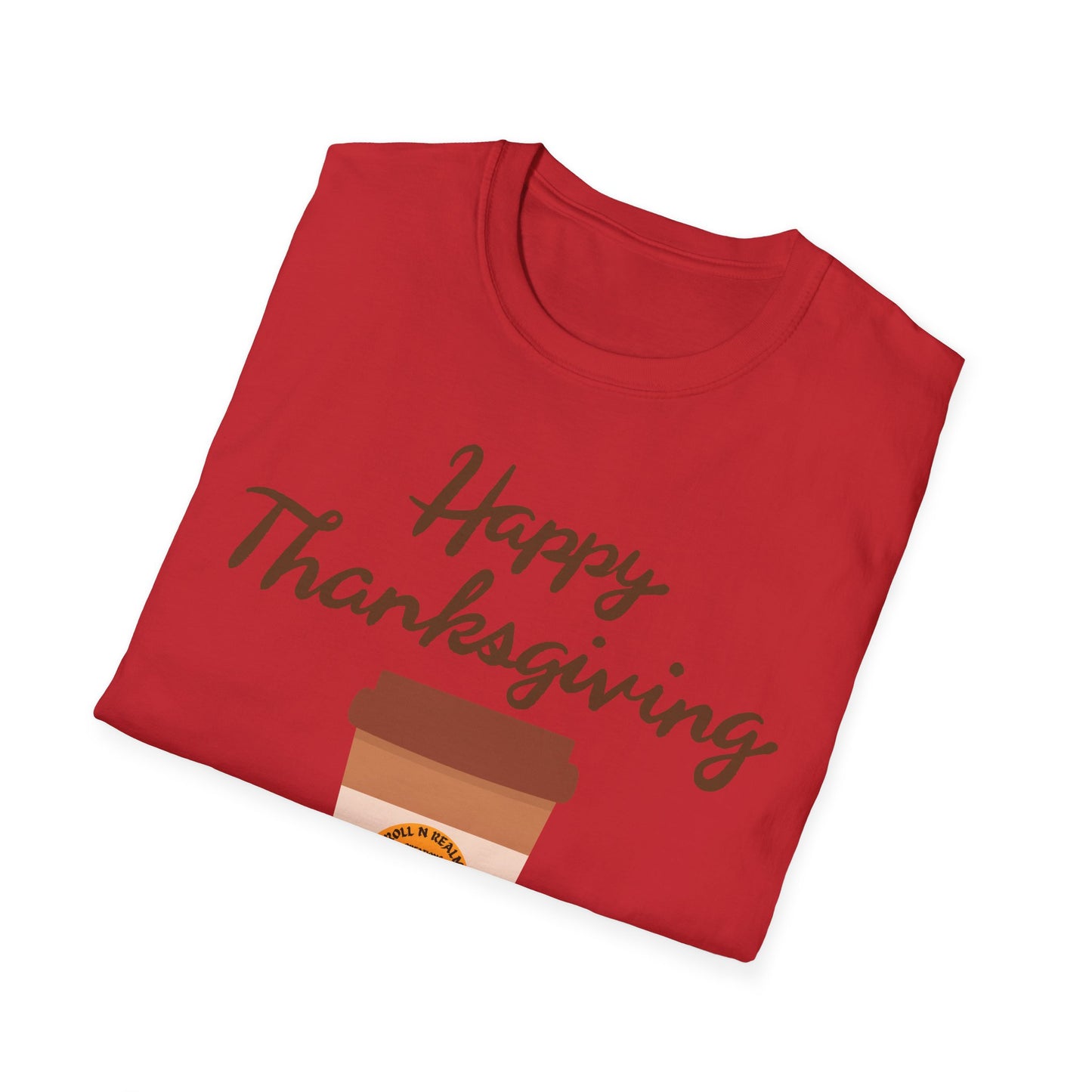 Thanksgiving Coffee T-Shirt - Unisex Softstyle Tee for Fall Celebrations, Autumn Apparel, Holiday Gathering, Family Gatherings, [...]