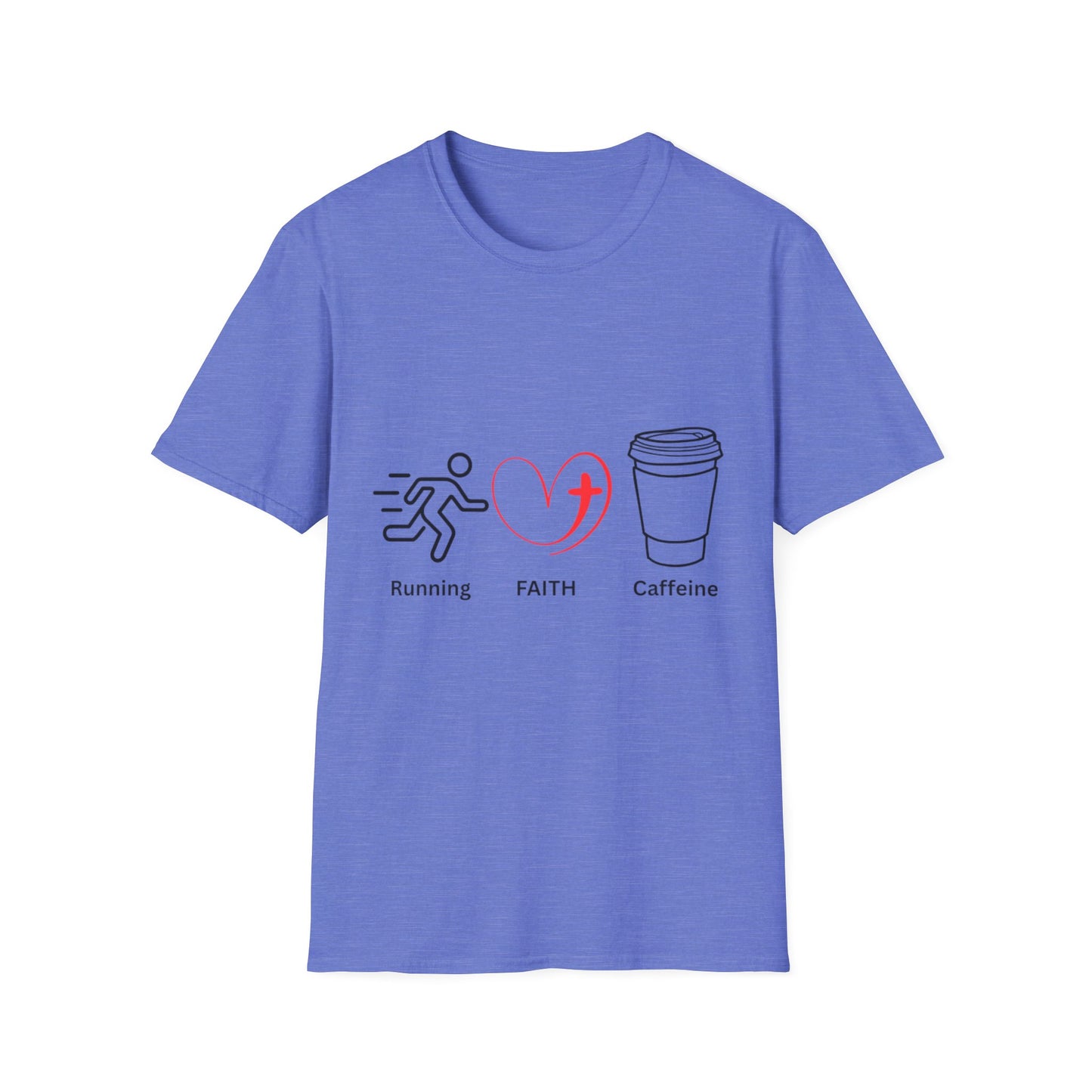 Running Faith Caffeine T-Shirt, Motivational Fitness Tee, Gift for Runners, Christian Apparel, Inspirational Workouts