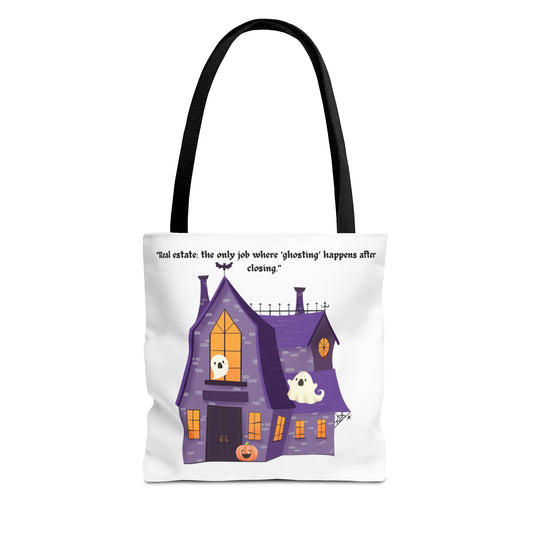 REAL ESTATE Halloween Tote Bag, Ghostly Real Estate Humor, Fun & Spooky Gift for Realtors, Trick or Treat, Fall Celebration Accessories