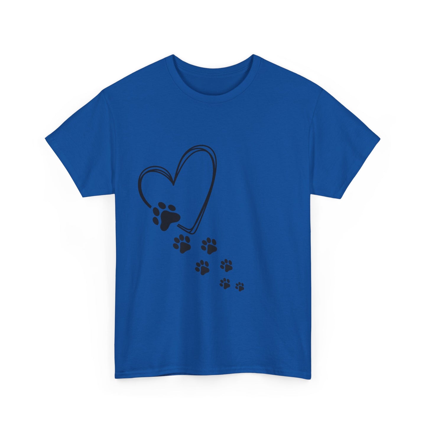 Paw Print Heart Unisex Heavy Cotton Tee, Pet Lover Gift, Animal Adoption Awareness, Dog Mom Shirt, Casual Everyday Wear, Perfect for