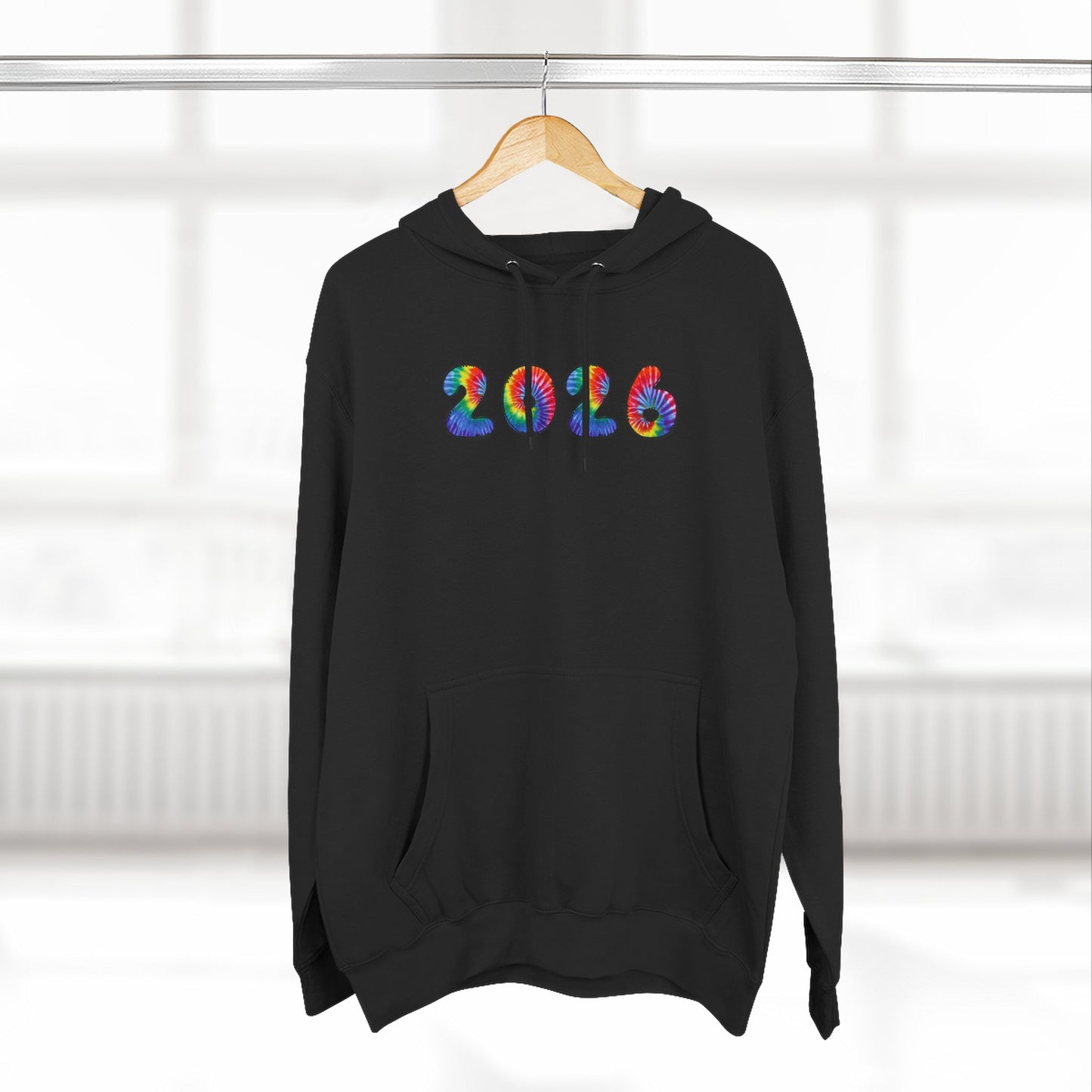 2026 Colorful Tie Dye Numbers Hoodie | New Year Retro Rainbow Design