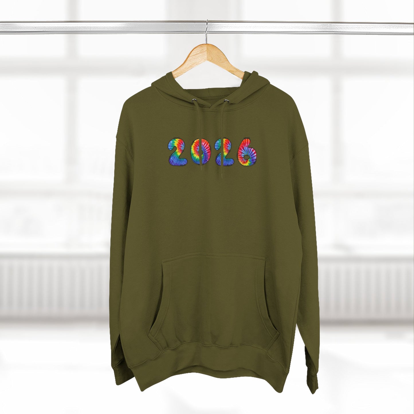 2026 Colorful Tie Dye Numbers Hoodie | New Year Retro Rainbow Design