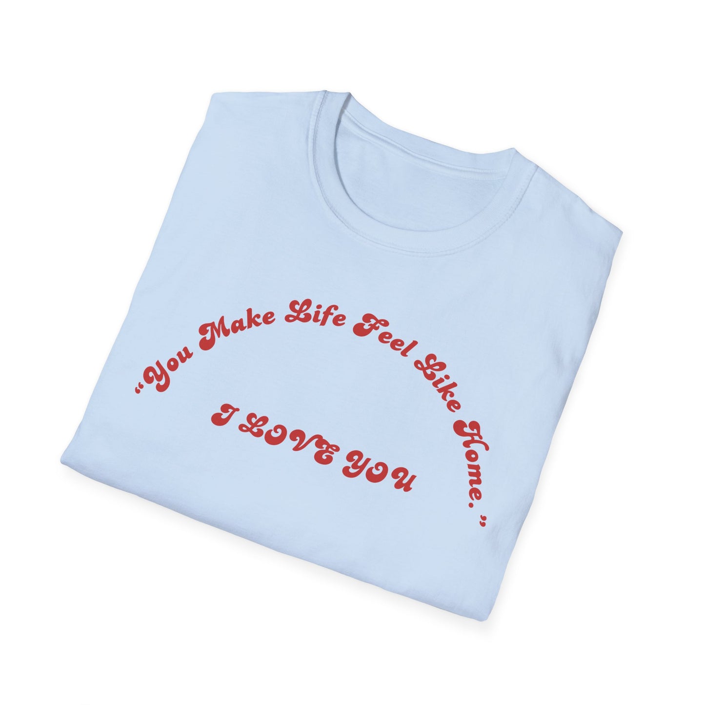 I Love You Graphic Tee — Romantic Red Script Chest Shirt