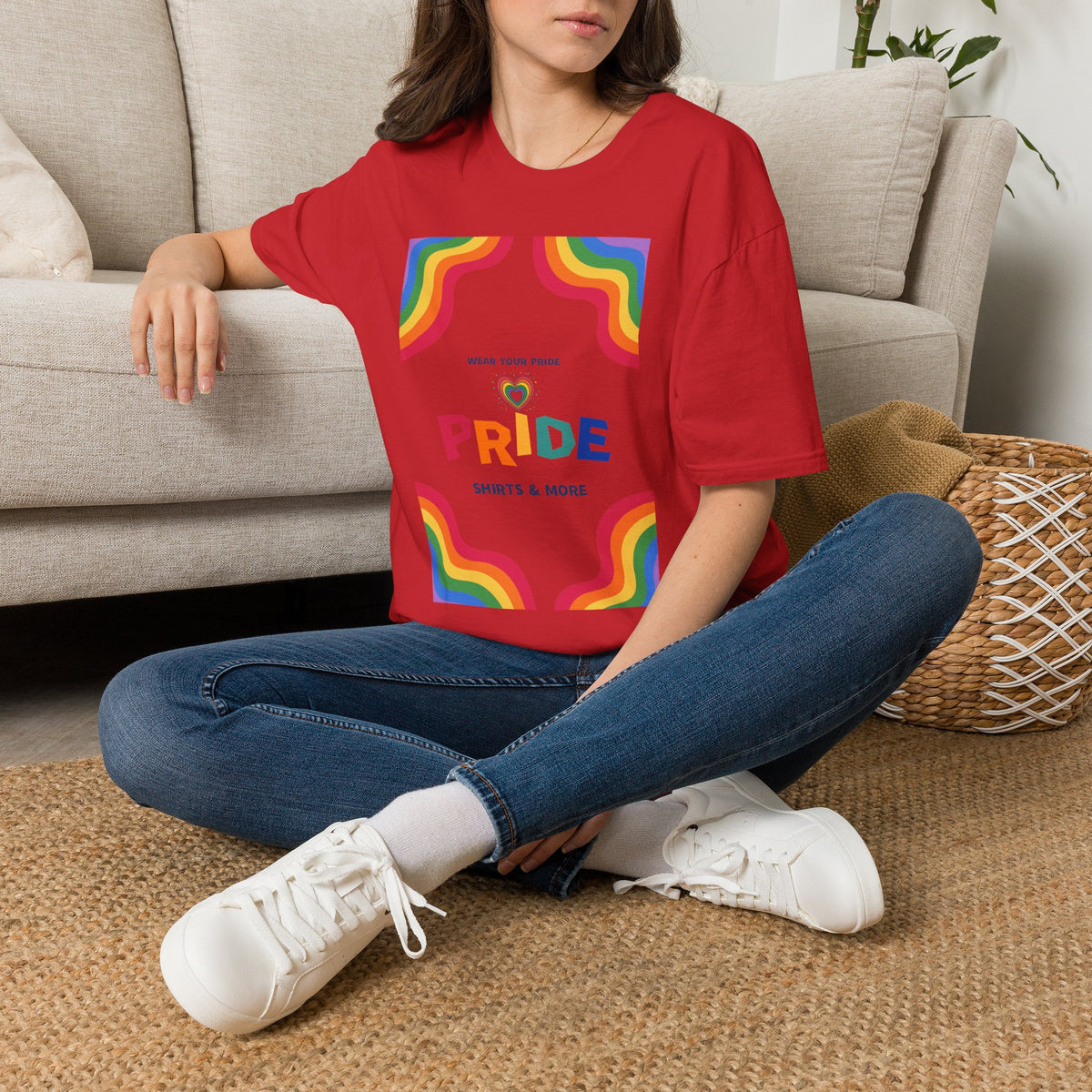 Rainbow Pride heart graphic T-Shirt | Wear Your Pride slogan