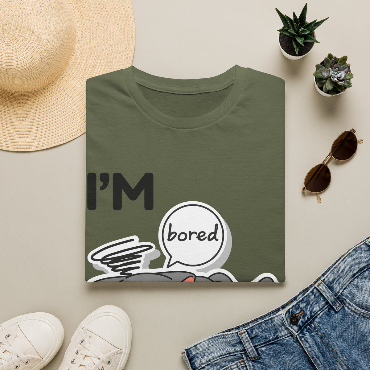 I'm Bored Sleeping Cat T-Shirt | Cute Kawaii Cat Illustration