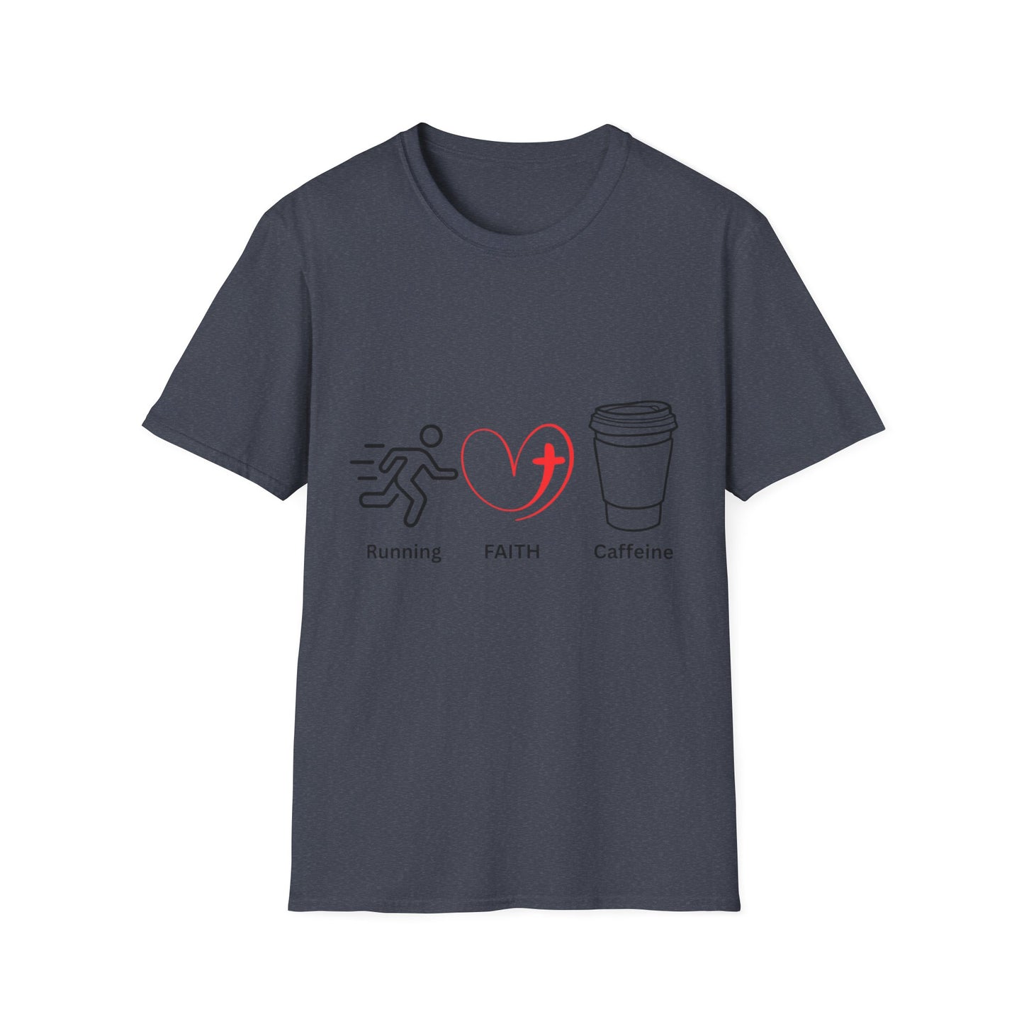 Running Faith Caffeine T-Shirt, Motivational Fitness Tee, Gift for Runners, Christian Apparel, Inspirational Workouts