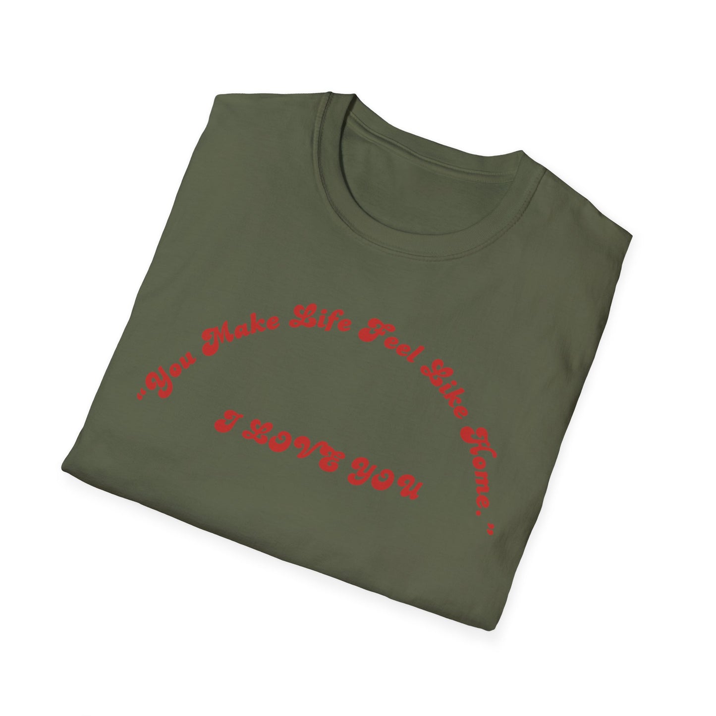 I Love You Graphic Tee — Romantic Red Script Chest Shirt
