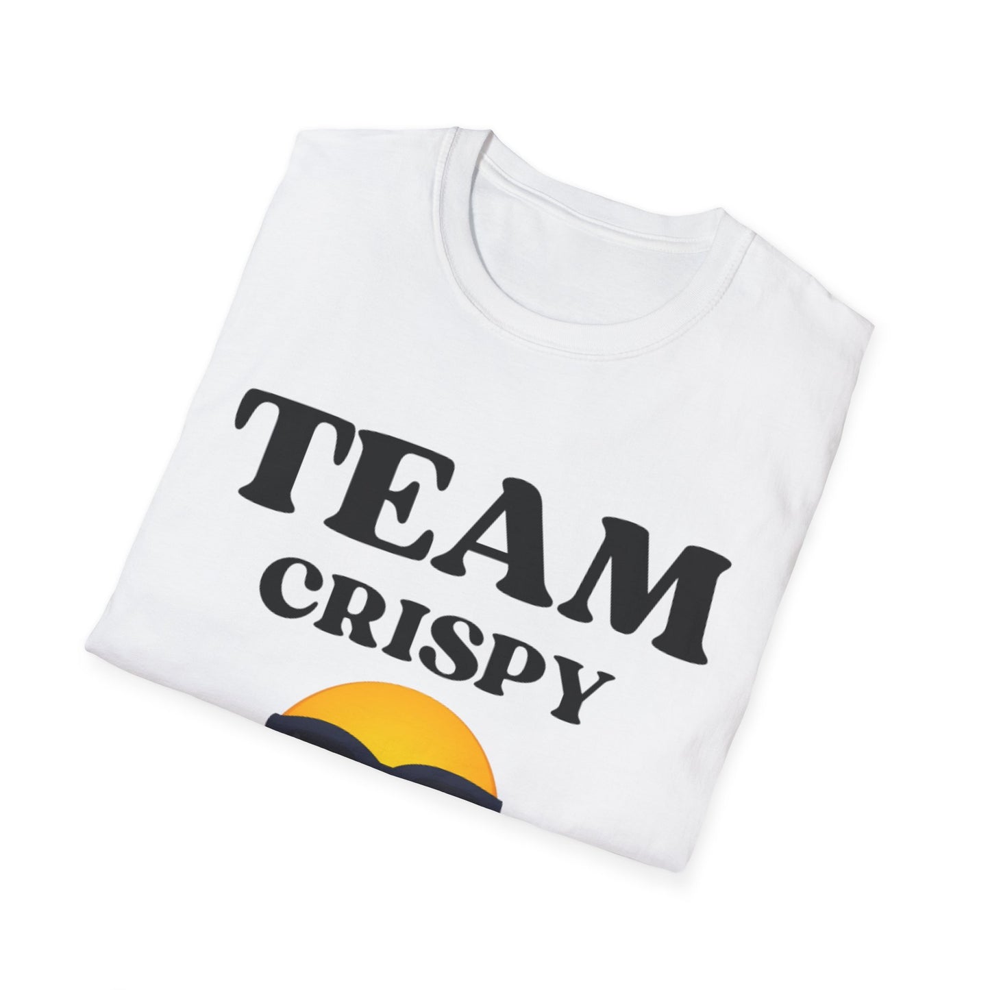 Retro Team Crispy T-Shirt, Fun Unisex Tee for Friends, Casual Summer Shirt, Gift for Team Spirit, Emoji Graphics