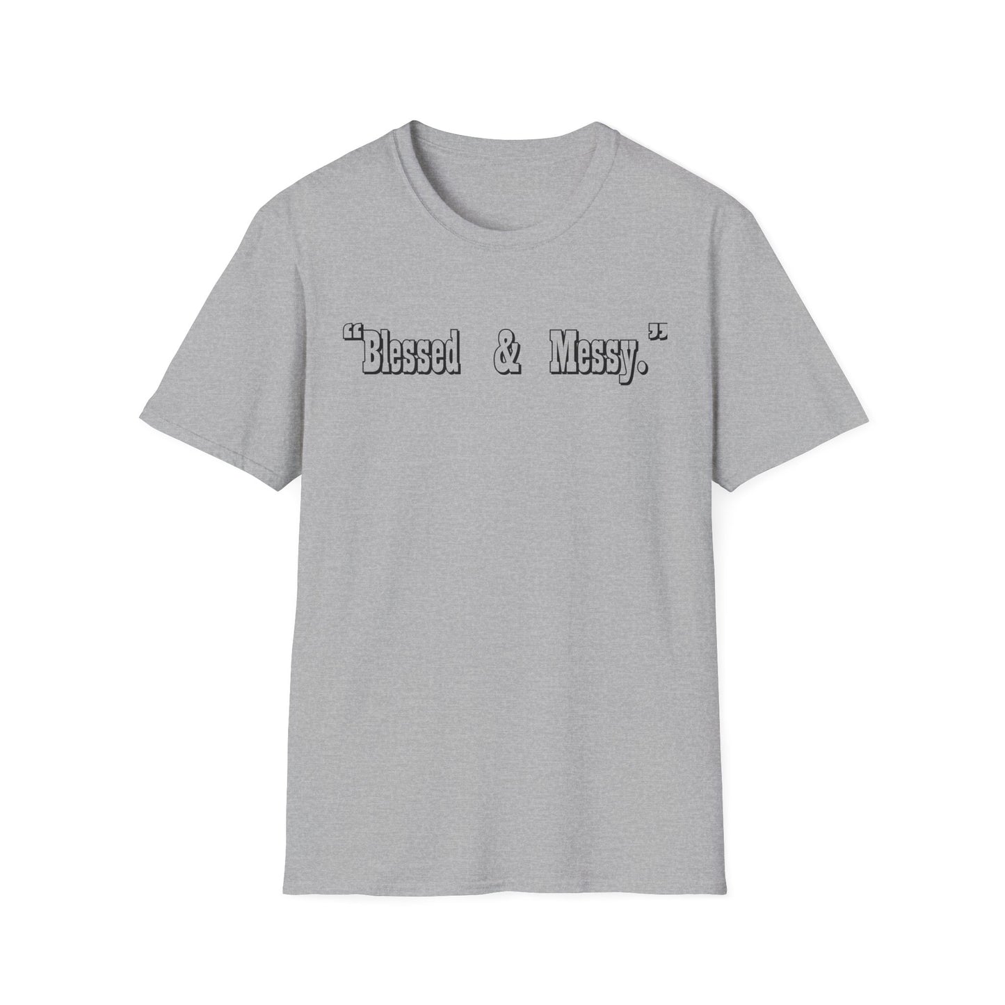 Blessed & Messy T-Shirt | Script Text Minimalist Typography