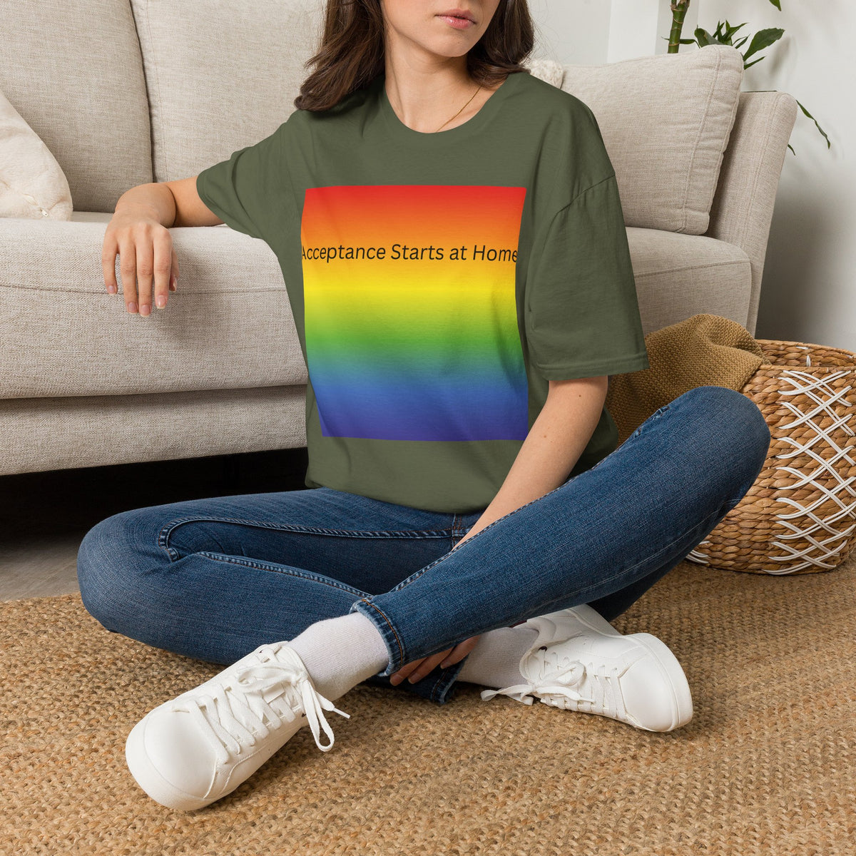 Acceptance Starts at Home T-Shirt | Rainbow Pride Tee