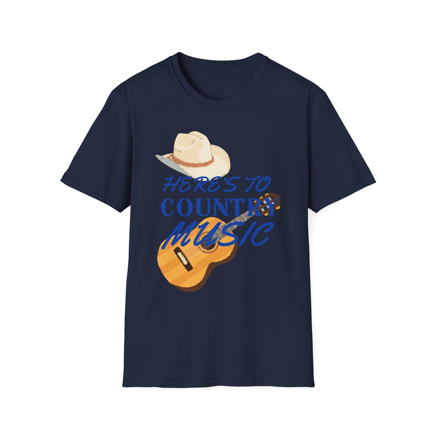 Heres to Country Music TShirt  Cowboy Hat & Guitar Design
