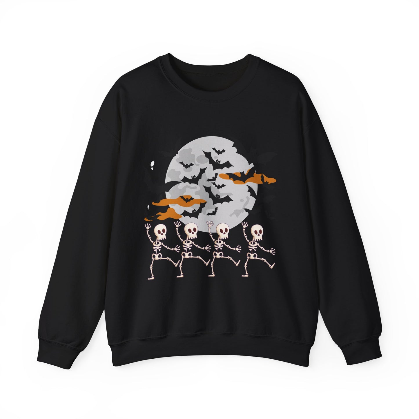 Spooky Skeleton Halloween Sweatshirt, Cozy Crewneck Pullover, Unisex Halloween Apparel, Fall Fashion, Perfect for Pumpkin Patches