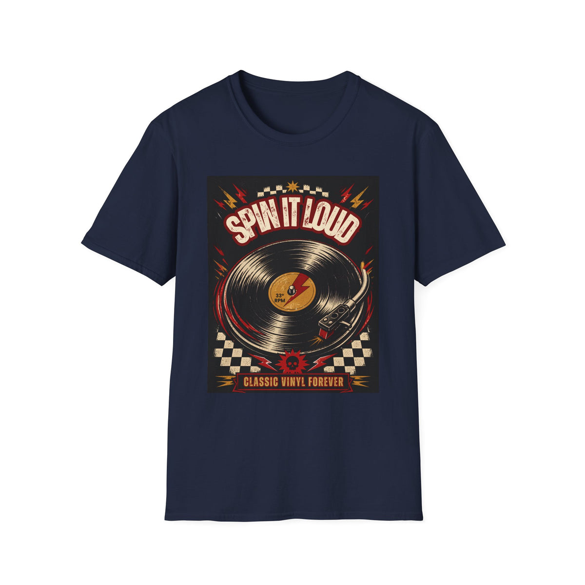 Spin It Loud Vinyl Record T-Shirt | Retro Music Graphic Tee