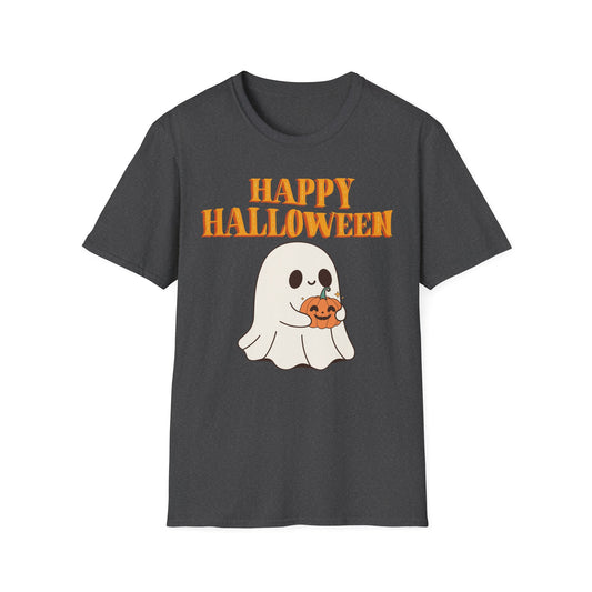 Happy Halloween Ghost T-Shirt, Cute Halloween Tee, Unisex Graphic T-Shirt, Fall Apparel, Spooky Season Shirt, Trick or Treat Top