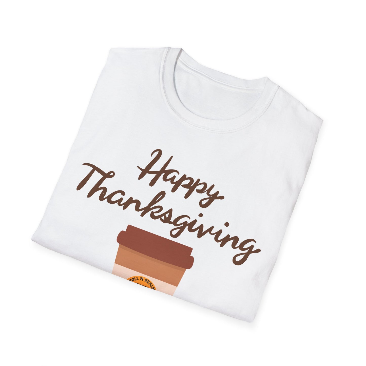 Thanksgiving Coffee T-Shirt - Unisex Softstyle Tee for Fall Celebrations, Autumn Apparel, Holiday Gathering, Family Gatherings, [...]