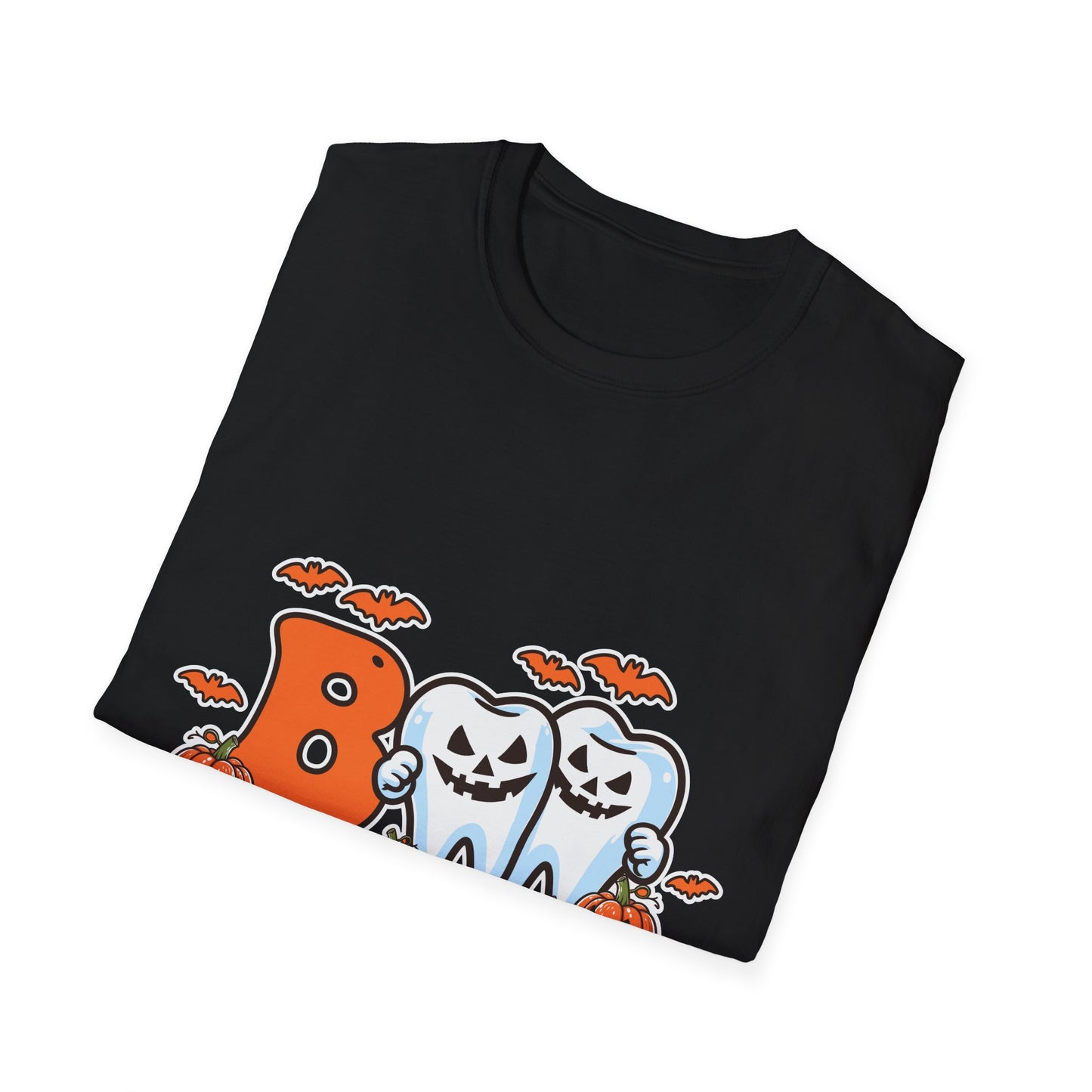 Halloween Themed Unisex Softstyle T-Shirt, Boo Shirt, Spooky Tee, Trick or Treat Shirt, Casual Halloween Wear, Fall Fashion