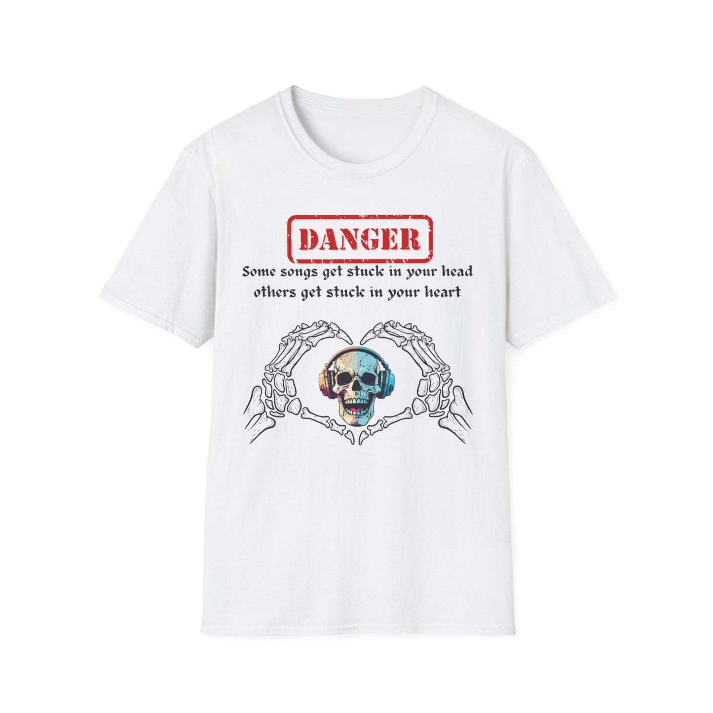 Skull Heart T-Shirt, Edgy Music Lover Tee, Unisex Graphic Shirt, Unique Gift for Friends, Casual Wear, Halloween Fashion