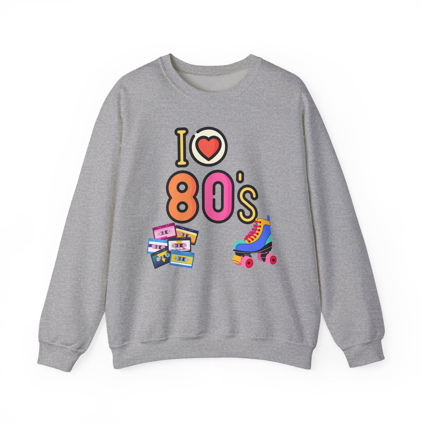 I Heart 80's Roller Skate Sweatshirt | Retro Tape Cassette 80s