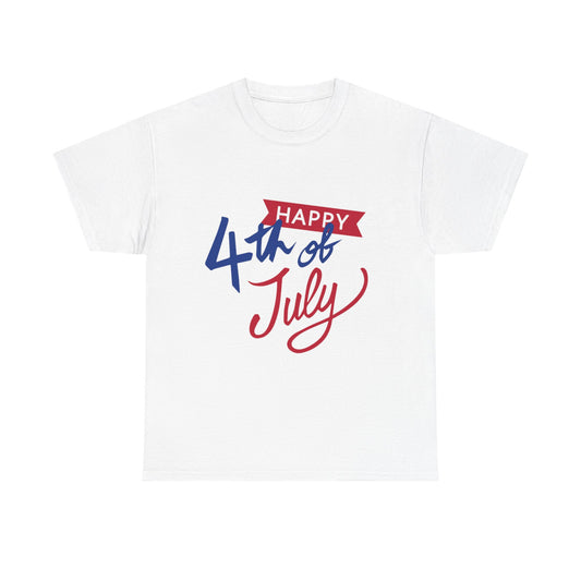 Happy 4th of July Unisex Heavy Cotton Tee, Patriotic Shirt, Independence Day Wear, Summer Celebration Top, Unisex Tee for BBQs