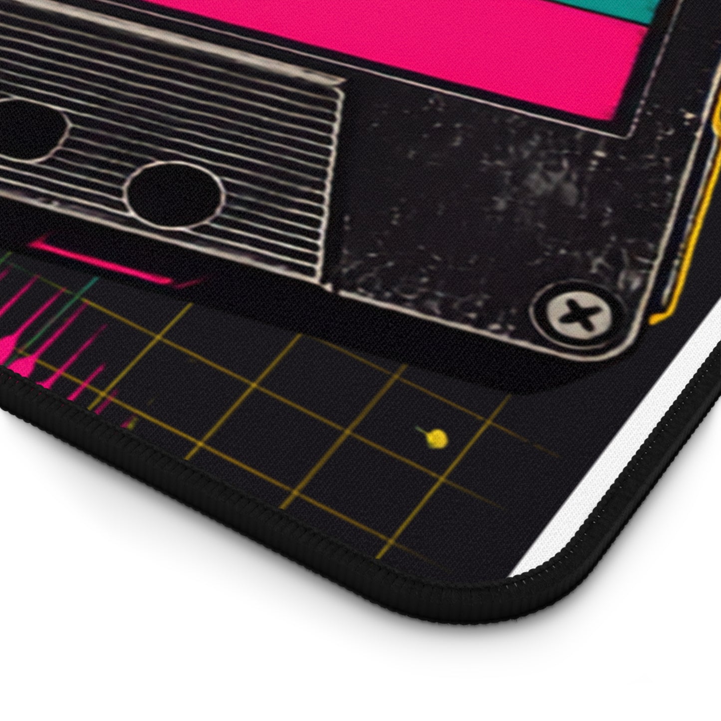 Retro Cassette Tape Desk Mat | Vintage 80s Neon Music Mousepad