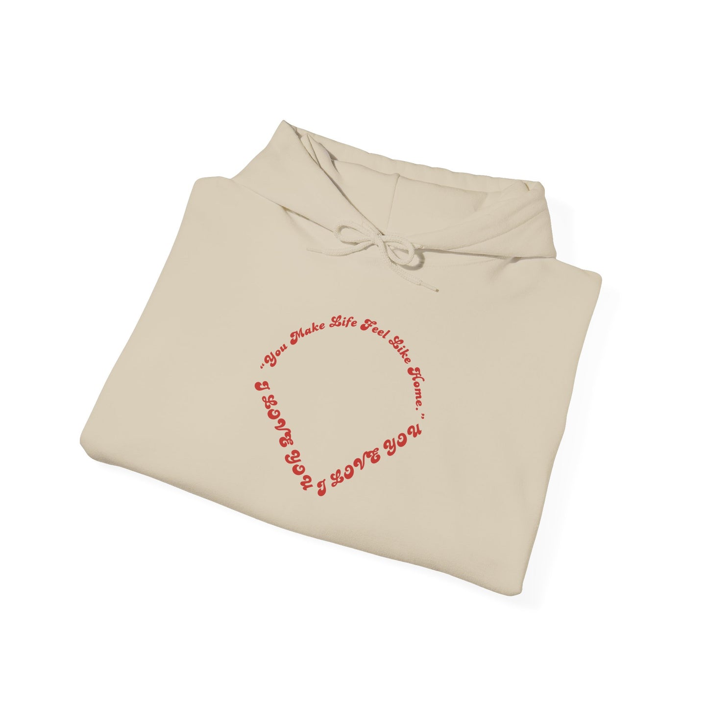 Heart Script Hoodie — Minimal Heart Text Graphic Pullover
