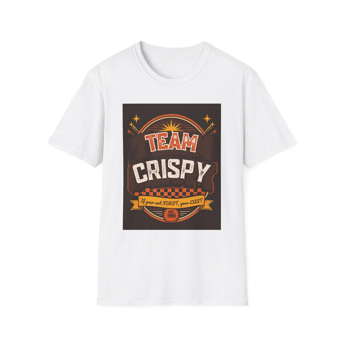 Team Crispy T-Shirt | Retro Badge Snack Lover Tee