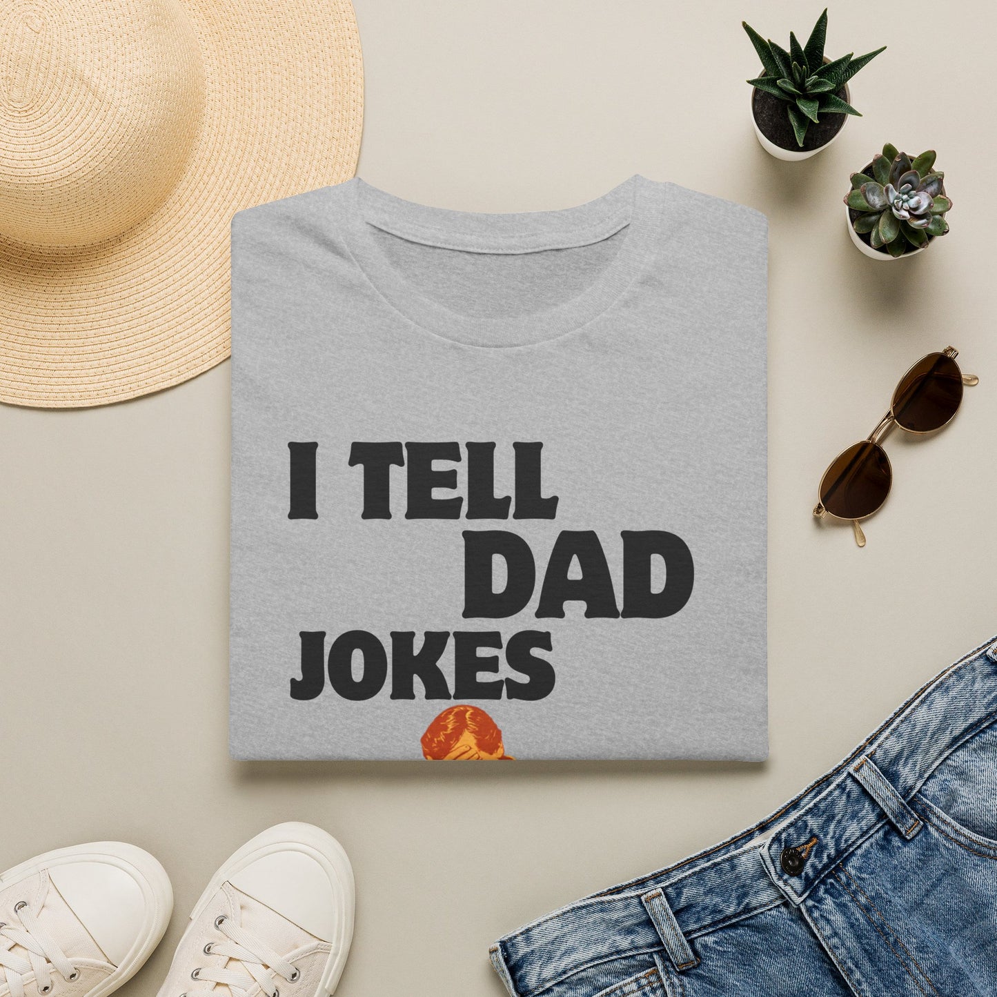 I Tell Dad Jokes shirt | Funny Dad Joke Tee with Facepalm Illustration