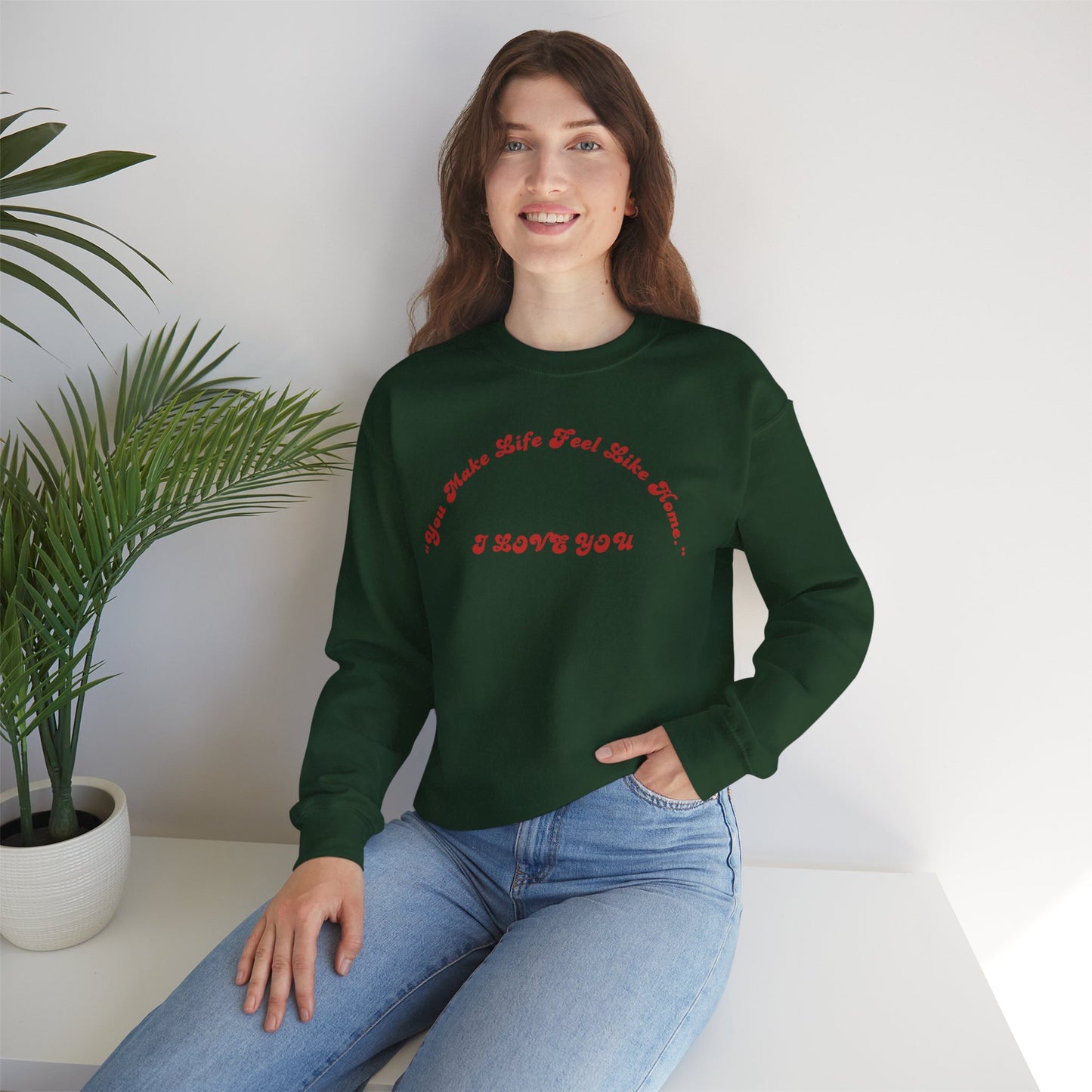 I Love You Crewneck Sweatshirt — Retro Red Script Valentine Sweatshirt