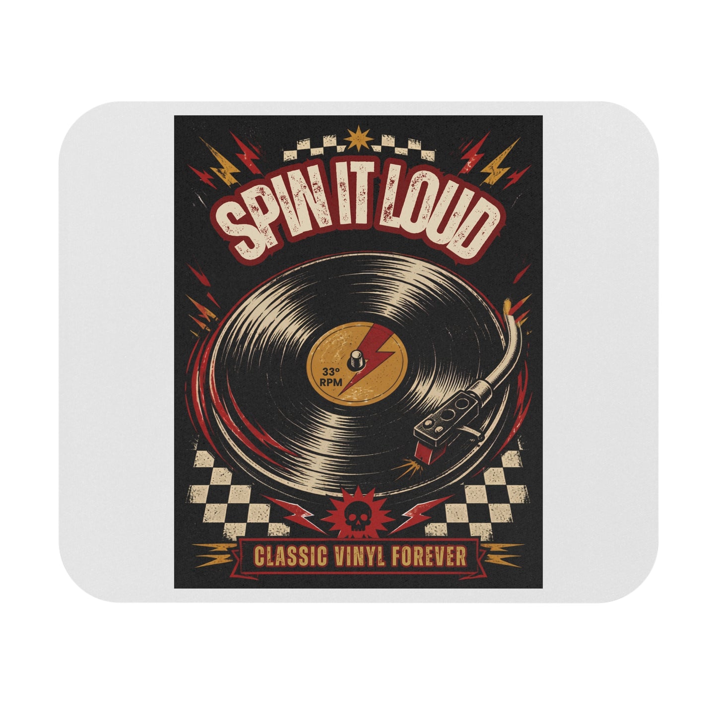 Spin It Loud record player Mouse Pad | Classic Vinyl Forever retro music desk mat