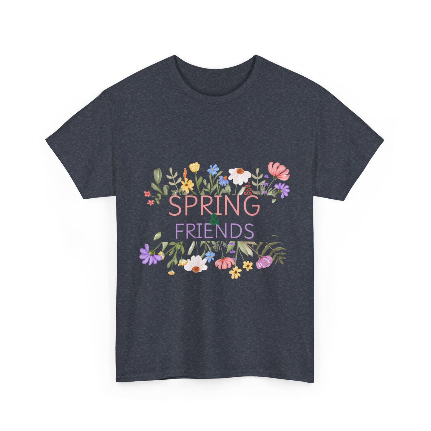 Spring & Friends Floral Unisex Heavy Cotton Tee | Casual Wear, Spring Outfit, Gift for Her, Nature Lover Shirt, Eco-Friendly Tee